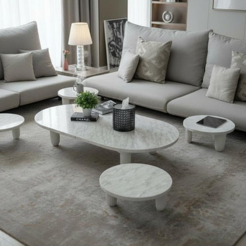 طقم طاولات ارضي بيضاوي مع 4 خدمة * LU توصلك قبل ال...