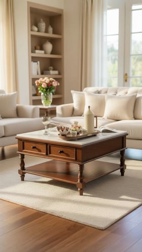 طاولة ضيافة كلاسيك خشب سطح رخام