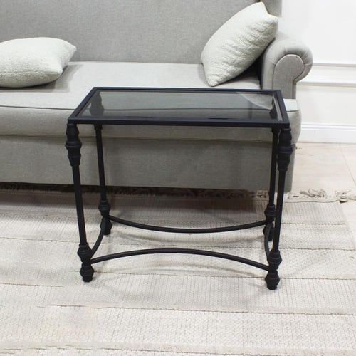 طاولة خدمة حديد زجاج شفاف