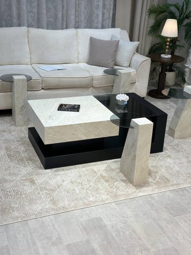 طقم طاولة بديل الرخام 7 قطع – فخامة تلامس الواقع