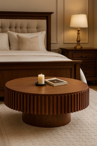 طاولة ضيافة خشب بني تعتيق - بتصميم فاخر وأنيق