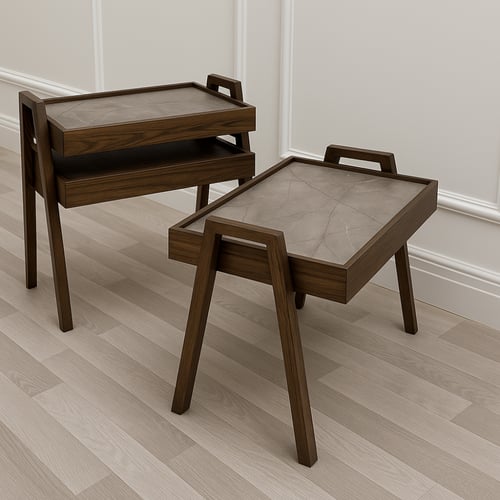 طقم طاولة خدمة لون بني