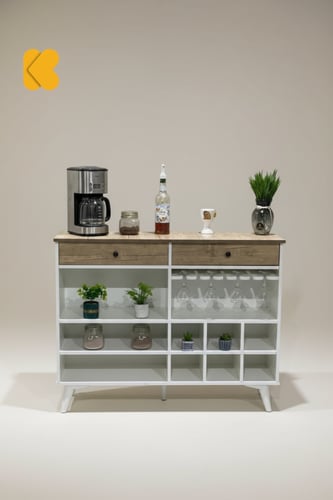 ركن كافية مع 2 أدراج وارفف مربعة متعددة kf