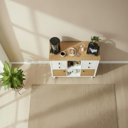 ركن كوفي خشب أبيض - بني