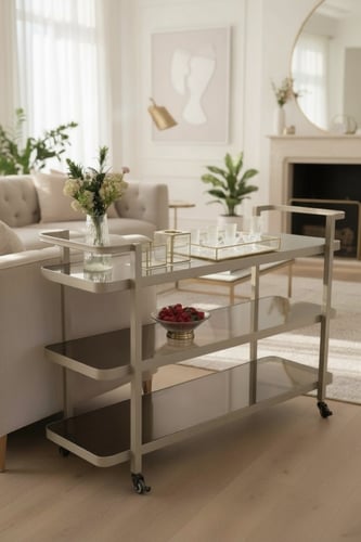 عربية تقديم ثلاثة دور لون شمباني زجاج بني tl