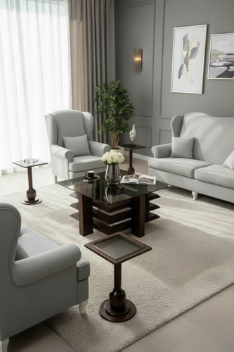 طقم طاولات معاصر كلاسك مع 6 خدمات بــ لونين مميزه