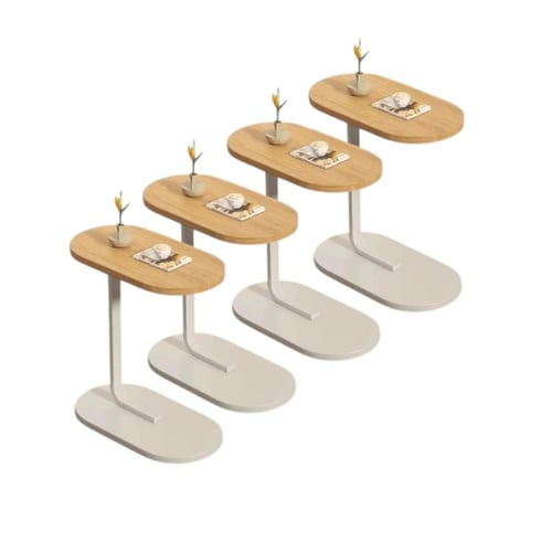 طقم طاولات 4 خدمة سطح بني قاعدة لون أسود - بتصميم...