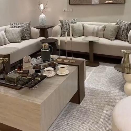 طقم طاولات طاولة ضيافة مع 6 خدمة خشب مع بديل رخام...