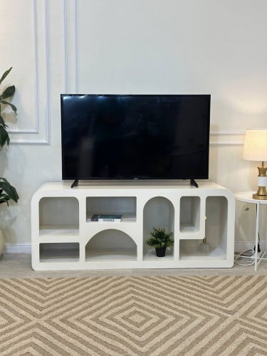 طاولة بلازما خشب بلون أبيض