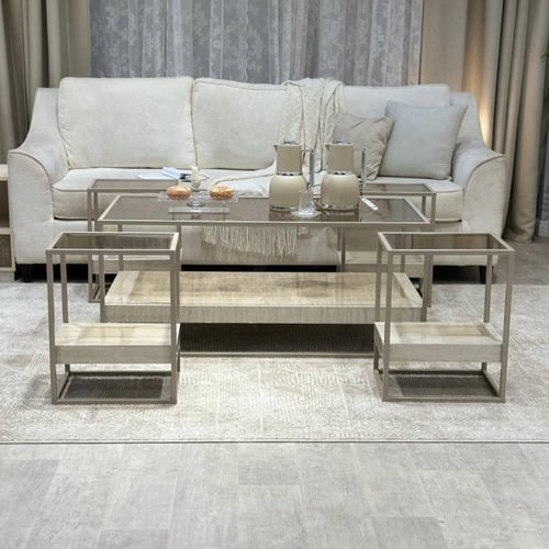 طقم طاولات ضيافة دورين بديل رخام قاعدة شمباني سطح...