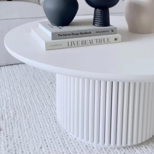 طاولة ضيافة دائري خشب أبيض مودرن