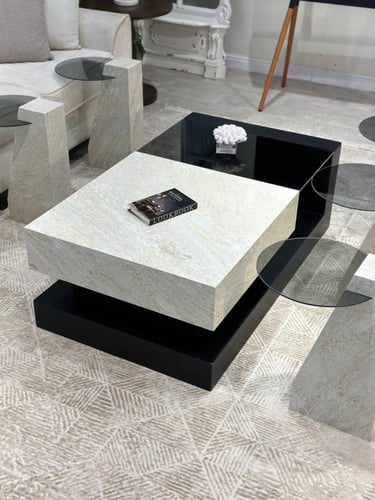 طقم طاولة بديل الرخام 7 قطع – فخامة تلامس الواقع