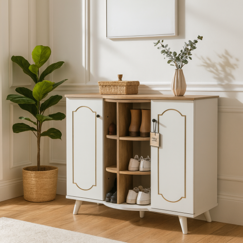 ركن كافية 2 باب بجزء دوار خشبي في الوسط