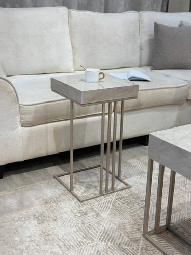 طقم طاولة ضيافة بديل رخام مع 4 طاولات خدمة – تصميم...