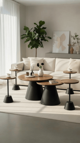 طقم طاولتين عمود مع 4 خدمة jm