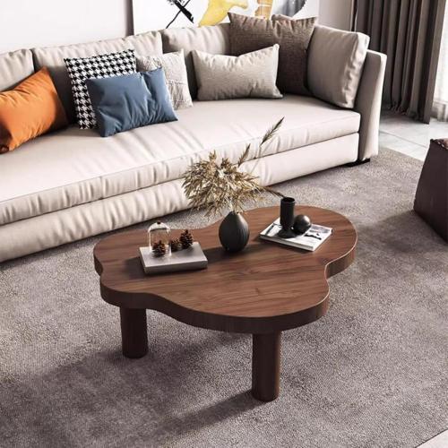 طاولة ضيافة أرضي خشب بني بتصميم - أنيق وفاخر