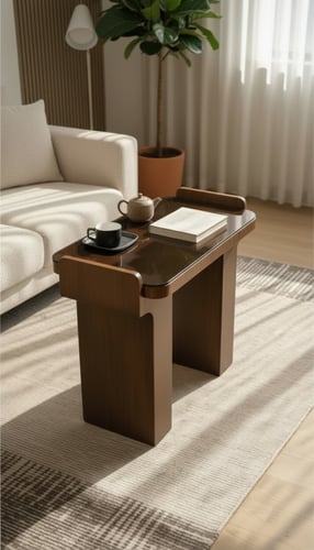 طاولة جانبية بني سطح زجاج tl