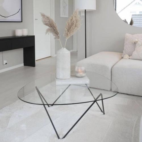 طاولة ضيافة حديد أسود سطح زجاج شفاف - بتصميم فاخر...