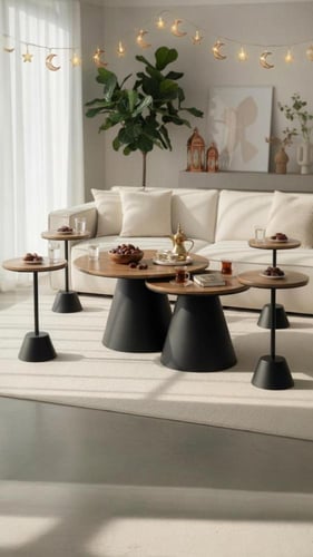 طقم طاولتين عمود مع 4 خدمة