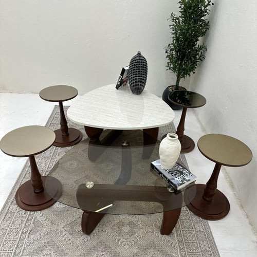 طقم طاولات 6قطع سطح الطاولة الاولى: بديل الرخام تر...