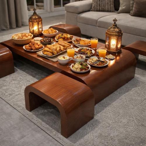 طقم طاولات أرضي تعتيق مع ٤خدمه