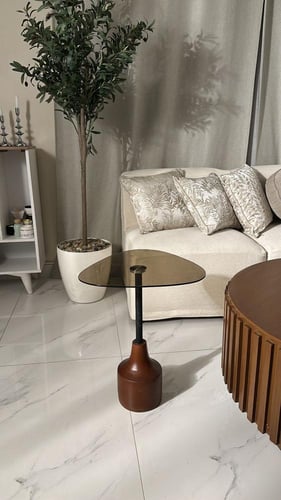 طاولة خدمة بني زجاج شفاف نيو كلاسك