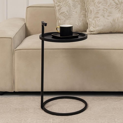 طاولة خدمة حديد أسود بمسكة - بتصميم فاخر وأنيق