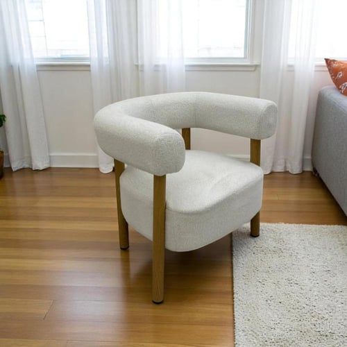 كرسي بوكلية مفرد قماش أبيض