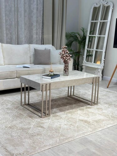 طقم طاولة ضيافة بديل رخام مع 4 طاولات خدمة – تصميم...