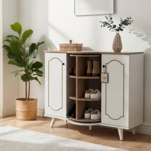 ركن كافية 2 باب بجزء دوار خشبي في الوسط