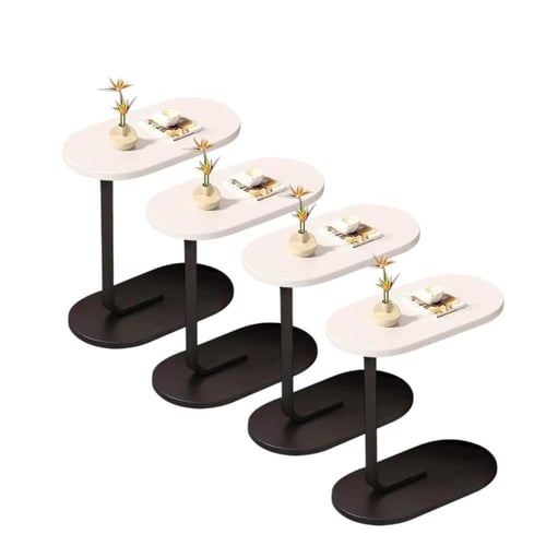 طقم طاولات 4 خدمة سطح بني قاعدة لون أسود - بتصميم...