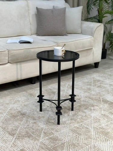 طاولة خدمة بسطح زجاجي أسود – أناقة تكتمل في ركنك