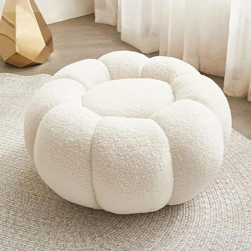 كرسي بوف قماش بوكلية ستايل وردة