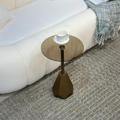 طاولة خدمة سطح زجاج بني