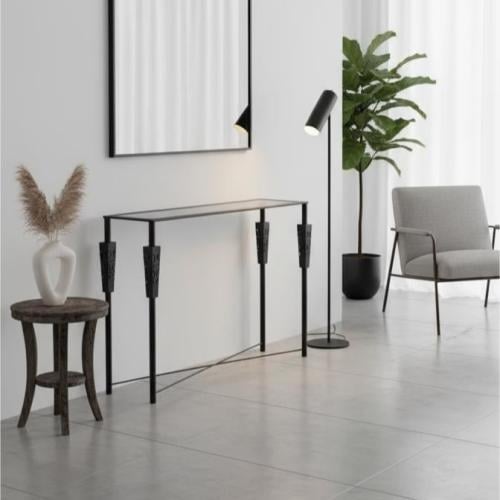 مدخل حديد أسود سطح زجاج أسود - بتصميم فاخر