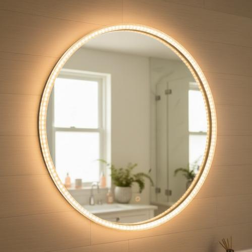 مرآة دائرية بإضاءة LED محيطية –مقاس 60.60 سم * LU...