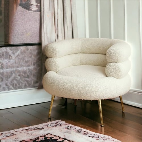 كرسي بوكلية أبيض ارجل ذهبي - متعدد الألوان