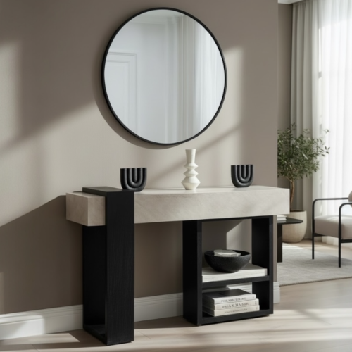 مدخل خشب سطح بديل- رخام تصميم عصري