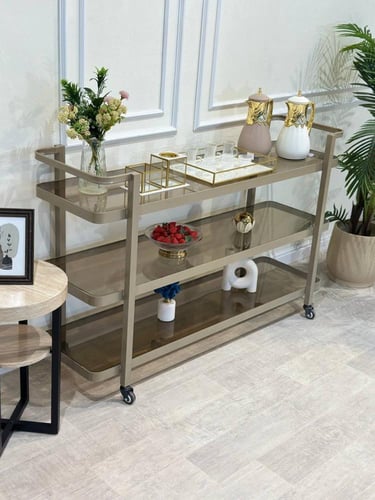 عربية تقديم ثلاثة دور لون شمباني زجاج بني (TL) توص...