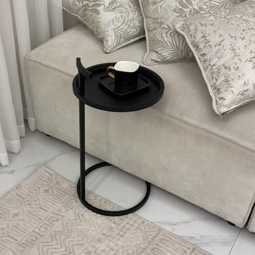 طاولة خدمة حديد أسود بمسكة - بتصميم فاخر وأنيق