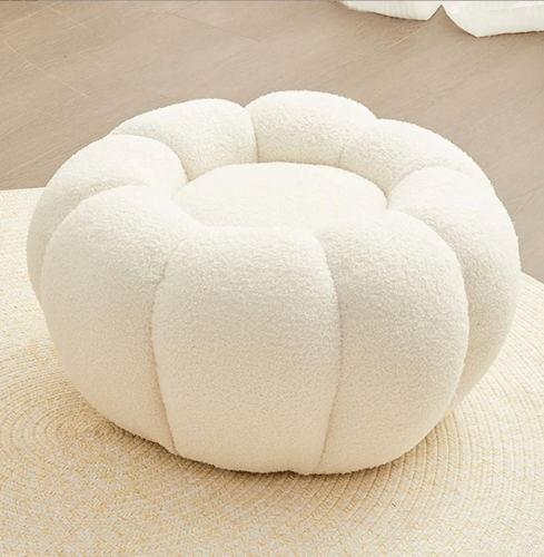 كرسي بوف قماش بوكلية ستايل وردة