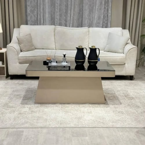 طقم طاولة ضيافة كنب خشب شمباني سطح زجاج مرايا مع 4...