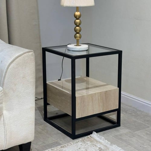 طقم طاولة ضيافة دورين سطح زجاج شفاف مع بديل الرخام...