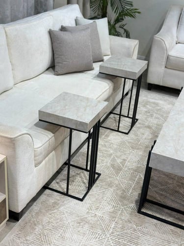 طقم طاولة ضيافة بديل رخام مع 4 طاولات خدمة – تصميم...