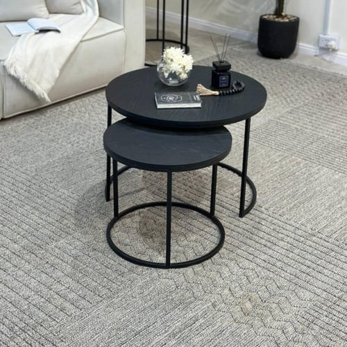 طقم طاولتين دائري خشب سنديان