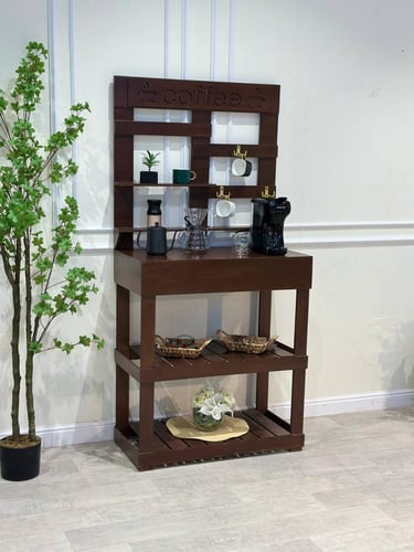 ركن كوفي خشب بني – لمسة أناقة وعملية في منزلك أو م...