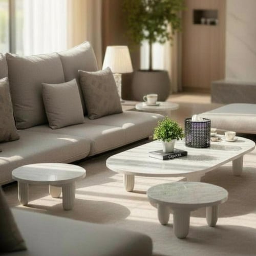 طقم طاولات ارضي بيضاوي مع 4 خدمة * LU توصلك قبل ال...