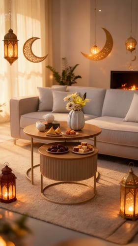 طقم طاولتين ضيافة متداخلة لون شمباني