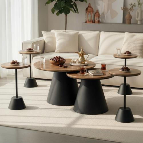 طقم طاولتين عمود مع 4 خدمة