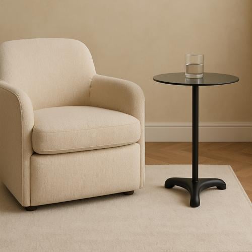 طاولة خدمة سوداء سطح زجاج أسود شفاف - بتصميم أنيق...